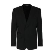 Dolce & Gabbana Svart enradig blazer i ren ull Black, Herr