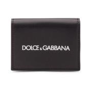 Dolce & Gabbana Premium Läder Bifold Plånbok Black, Herr