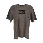 Dolce & Gabbana Logo T-shirt, Avslappnad och stilfull Gray, Herr