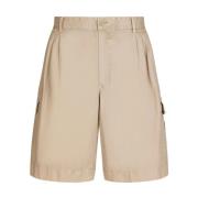 Dolce & Gabbana Beige Casual Shorts med Guld-Tone Logo Plaque Beige, H...