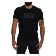Dolce & Gabbana Svart Logo Crew Neck Kortärmad T-shirt Black, Herr