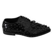 Dolce & Gabbana Svarta Läderkristallklänning Brogue Skor Black, Dam