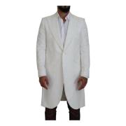 Dolce & Gabbana Vit Blommig Brokad Trenchcoat White, Herr