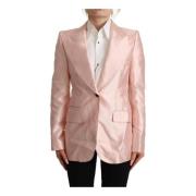 Dolce & Gabbana Rosa Satin Blazer Kappa Jacka Pink, Dam