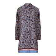Salvatore Ferragamo Italiensk Skjorta med Dold Knäppning Blue, Dam
