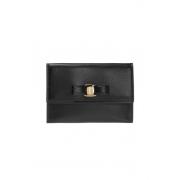 Salvatore Ferragamo Card case with embroidered logo Black, Dam