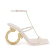 Salvatore Ferragamo Elina Mockasandaler med Guldtonad Gancini Klack Wh...