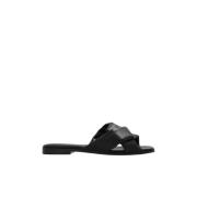 Salvatore Ferragamo Alrai Läder Slides Black, Dam