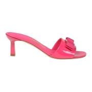 Salvatore Ferragamo Svarta Läderklackade Mules Pink, Dam