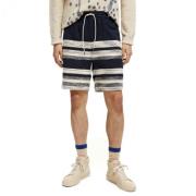 Scotch & Soda Randig Linne Bermuda Shorts Blue, Herr