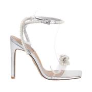 Steve Madden Silver Un Leash Höga Klack Sandaler Gray, Dam