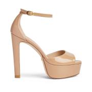 Stuart Weitzman Glamorös DiscoPlatform Sandal Beige, Dam