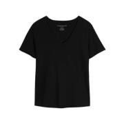 Majestic Filatures Svart V-Hals Sidenmjuk T-Shirt Black, Dam