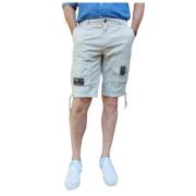 Aeronautica Militare Bomulls Bermuda Shorts med Pilotfickor Beige, Her...