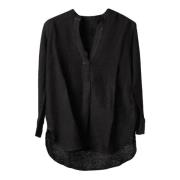 120% Lino Blouses Black, Dam