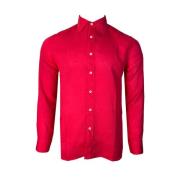 120% Lino Casual Shirts Red, Herr