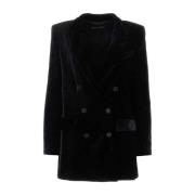 Alberta Ferretti Elegant Svart Sammet Blazer Black, Dam