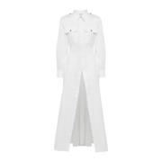 Alexander McQueen Vit Maxi Skjortklänning med Klassisk Krage White, Da...