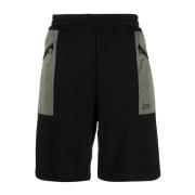 Alexander McQueen Tvåfärgade elastiska track shorts Black, Herr