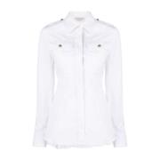 Alexander McQueen Vit Box-Pleat Bomullsskjorta White, Dam