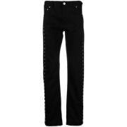 Alexander McQueen Slim-Fit Svarta Jeans med Metallöglor Detalj Black, ...