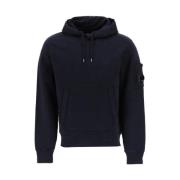 C.p. Company Bomullsfleece Hoodie med Känguruficka Blue, Herr