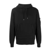 C.p. Company Svart Oblo Logo-Patch Hoodie Black, Herr