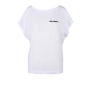 Love Moschino Stilren Vit Bomullst-shirt White, Dam