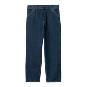 Carhartt Wip Blå Stone Washed Enkel Knäbyxa Blue, Herr