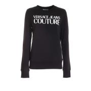 Versace Jeans Couture Mysig Rubber Logo Sweatshirt Black, Dam