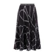 Versace Jeans Couture Svart Midi Kjol - Stilfull och Bekväm Black, Dam