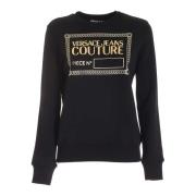 Versace Jeans Couture Svart Bomullssweatshirt med Gummi Logo Print Bla...