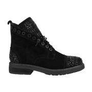 ALMA EN PENA Studded Läderankelboots Black, Dam