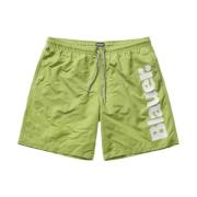 Blauer Monokrom Boxer Badkläder - Verde Green, Herr