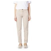 Blauer Enfärgade Dam Cigarette Byxor Beige, Dam