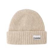 Ganni Återvunnen ull Beanie - Beige Beige, Dam