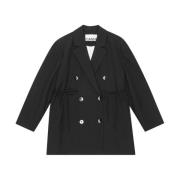 Ganni Oversized Melange Blazer Black, Dam