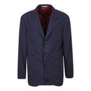 Brunello Cucinelli Lyxig Ull Sidenjacka Blue, Herr