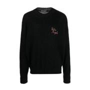 Palm Angels Svart Palm Angels Crew-Neck Pullover Black, Dam