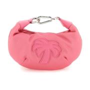 Palm Angels Nylon Hobo Handväska med Läder Patch Pink, Dam