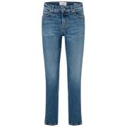 Cambio Blå Skinny Jeans med Slits - 5 Fickor Blue, Dam