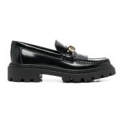 Tod's Svarta Läderloafers med Fransar Black, Dam