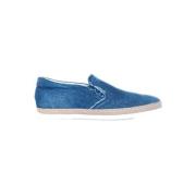 Tod's Faded Denim Elastiska Slip-On Loafers Blue, Herr