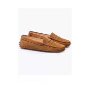 Tod's Bruna Mocka Loafers med Dekorativ Rem Brown, Dam