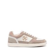 Tory Burch Beiga Sneakers med Läder och Mocka Överdel Beige, Dam