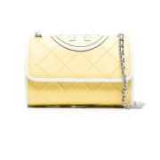 Tory Burch Präglad Quiltad Liten Crossbody-väska Yellow, Dam