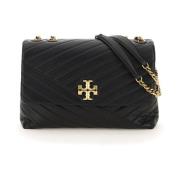 Tory Burch Axelremsväska med Chevron Quilting Black, Dam