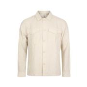 Knowledge Cotton Apparel Organisk linne överskjorta med fickor Beige, ...