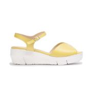 Wonders Läderkile sandal med justerbar spänne stängning Yellow, Dam