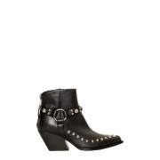 Elena Iachi Studded Läder Texano Stövlar Black, Dam